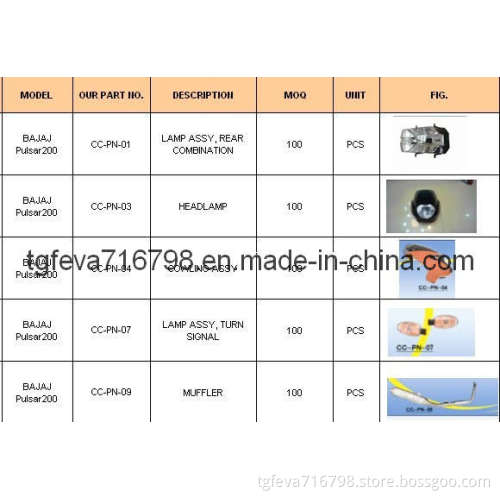 Motorcycle Parts (BAJAJ PULSAR200)